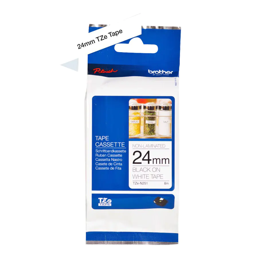 Brother TZe-N251 - Schwarz auf Weiß - Rolle (2,4 cm x 8 m) 1 Kassette(n) nicht-laminiertes Schriftband - für Brother PT-D600; P-Touch PT-E800; P-Touch Cube Plus PT-P710; P-Touch Cube Pro PT-P910 Brother TZe-N251 - Schwarz auf Weiß - Rolle (2,4 cm x 8 m) 1 Kassette(n) nicht-laminiertes Schriftband - für Brother PT-D600; P-Touch PT-E800; P-Touch Cube Plus PT-P710; P-Touch Cube Pro PT-P910