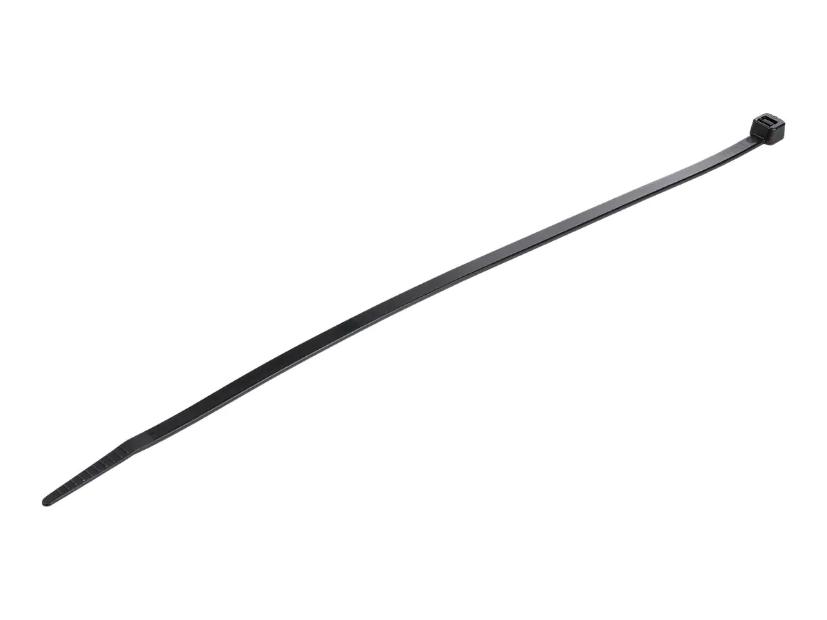 StarTech 10"(25cm) Cable Ties, 1/8"(4mm) wide, 2-5/8"(68mm) Bundle Diameter, 50lb(22kg) Tensile Strength, Nylon Self Locking Zip Ties w/ Curved Tip, 94V-2/UL Listed, 100 Pack, Black - Nylon 66 Plastic - TAA (CBMZT10B) - Kabelbinder - 25.4 cm - Schwarz - T
