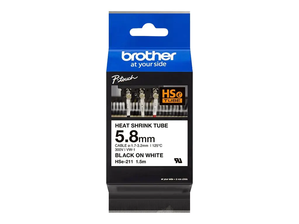 Brother HSe-211 - Schwarz auf Weiß - Rolle (0,58 cm x 1,5 m) HSE211