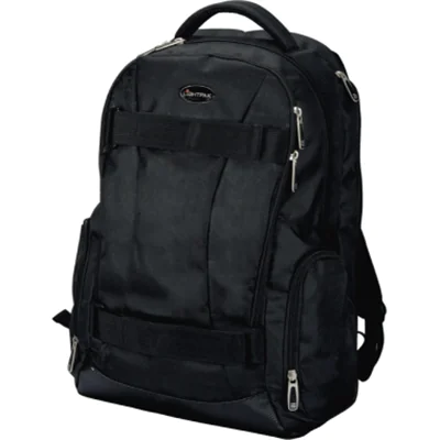 LIGHTPAK® Notebookrucksack HAWK 44 × 38 × 16 cm (B x H x T) Reißverschluss Hauptfach, Vorfach, seitliches RV-Laptopfach, 2 seitliche Taschen, Boardhalterung Polyester schwarz