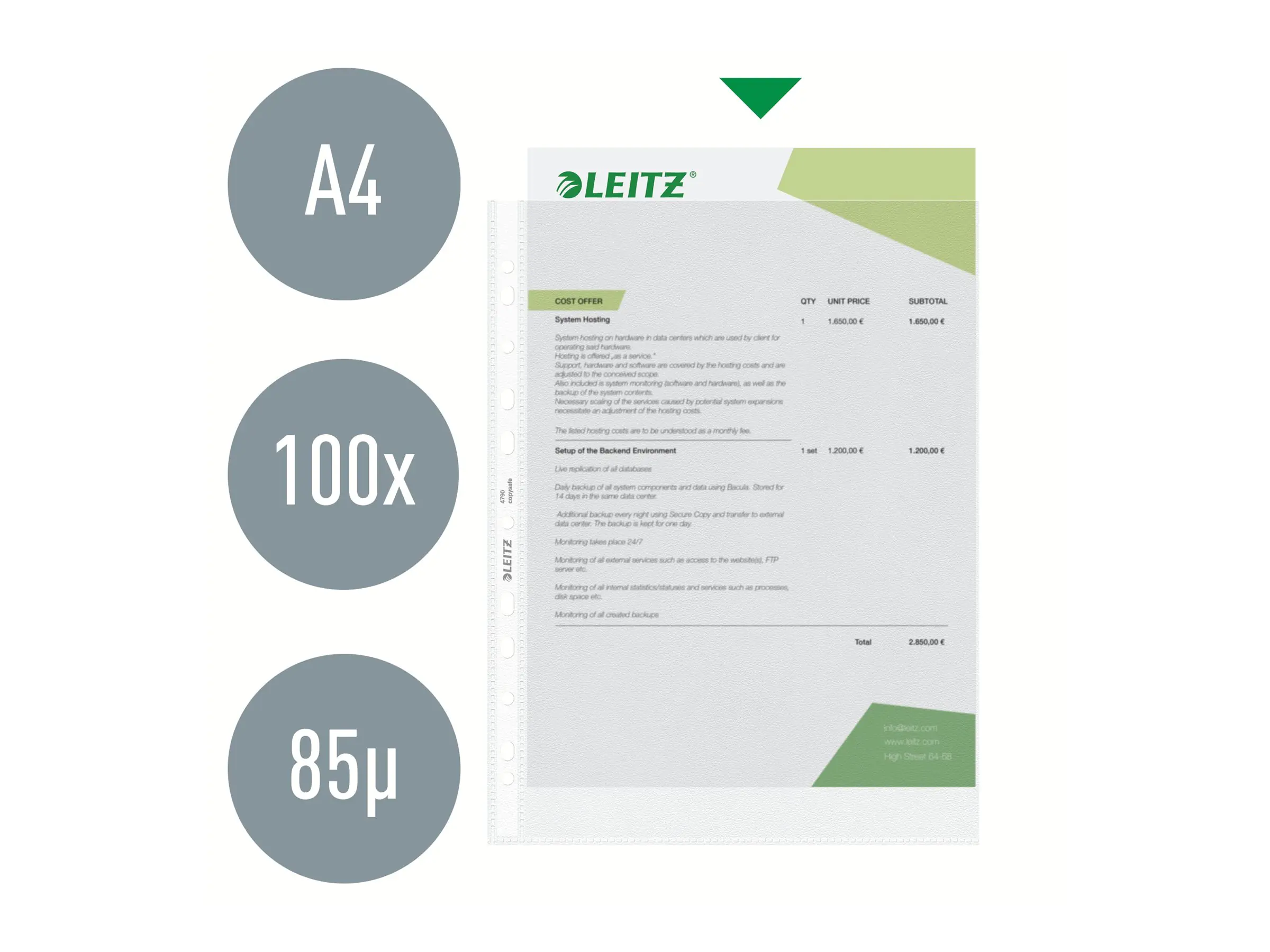 Leitz Prospekthülle DIN A4 0,09mm oben offen Polypropylen farblos 100 St./Pack.