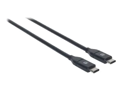 Manhattan USB-C to USB-C Cable, 1m, Male to Male, Black, 10 Gbps (USB 3.2 Gen2 aka USB 3.1), 3A (fast charging), SuperSpeed+ USB, Lifetime Warranty, Polybag - USB-Kabel - 24 pin USB-C (M) zu 24 pin USB-C (M) - USB 3.1 Gen 2 - 3 A - 1 m - Schwarz