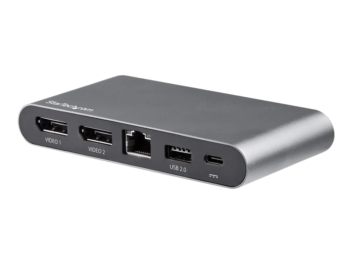 StarTech USB C Dock, 4K Dual Monitor DisplayPort, Mini Laptop Docking Station, 100W Power Delivery Passthrough, GbE, 2-Port USB-A Hub, USB Type-C Multiport Adapter 3.3' Cable, Dual DP - Portable USB-C Dock (DK30C2DAGPD) - Dockingstation - USB-C - 2 x DP -