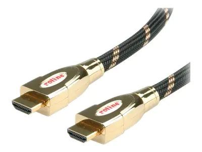 Roline Gold - HDMI-Kabel mit Ethernet - HDMI männlich zu HDMI männlich - 5 m - Doppelisolierung - schwarz-gold - 4K Unterstützung Roline Gold - HDMI-Kabel mit Ethernet - HDMI männlich zu HDMI männlich - 5 m - Doppelisolierung - schwarz-gold - 4K Unterstützung