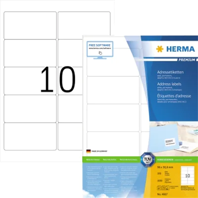 HERMA Adressetikett Premium 4667 96x50,8mm weiß 1.000 St./Pack.