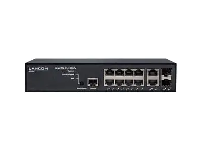 LANCOM GS-2310P+ - Switch - managed - 8 x 10/100/1000 (PoE+) + 2 x Kombi-Gigabit-SFP - Desktop, an Rack montierbar - PoE+ (130 W)