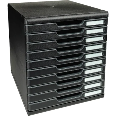 Exacompta Schubladenbox MODULO 10 Schubladen DIN A4+ Polystyrol Gehäusefarbe: schwarz Farbe der Schublade: schwarz Exacompta Schubladenbox MODULO 10 Schubladen DIN A4+ Polystyrol Gehäusefarbe: schwarz Farbe der Schublade: schwarz