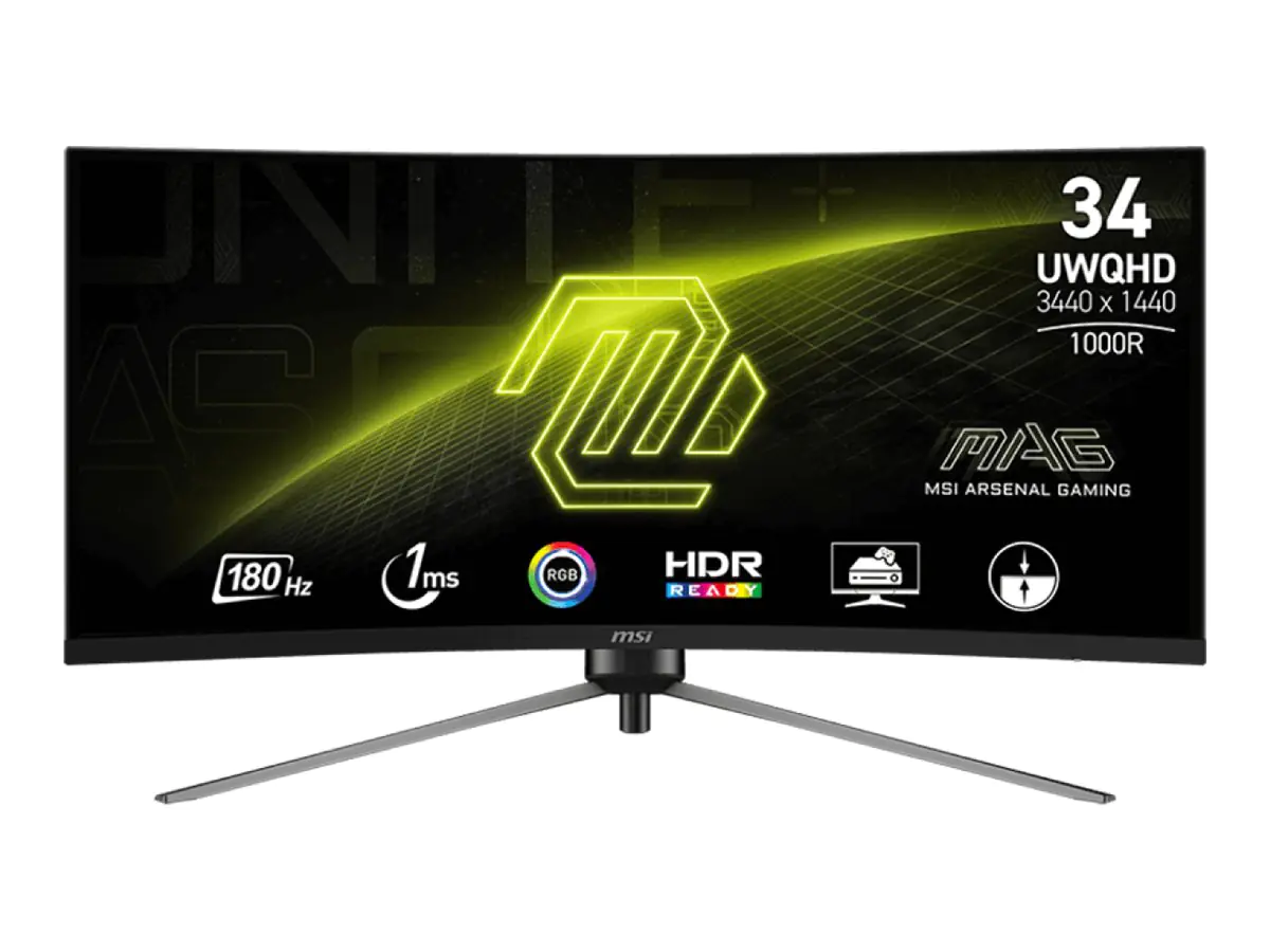 MSI MAG 345CQRDE - LED-Monitor - Gaming - gebogen - 86.4 cm (34") - 3440 x 1440 UWQHD @ 180 Hz - VA - 300 cd/m² - 3000:1 - 1 ms - 2xHDMI, DisplayPort - Schwarz