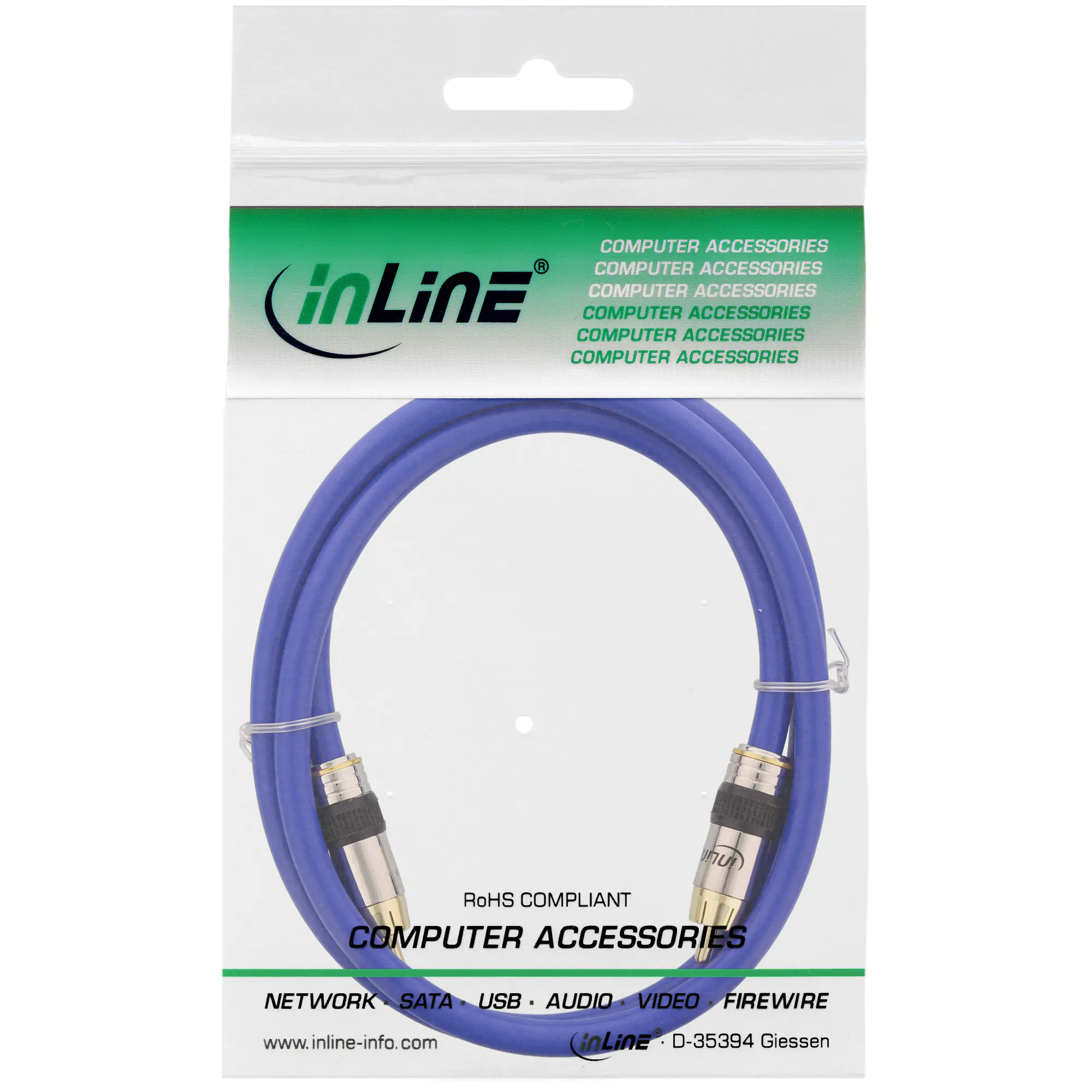 InLine Cinch Kabel VIDEO & digital AUDIO - PREMIUM - 1x Cinch St / St - 0,5m 89850P