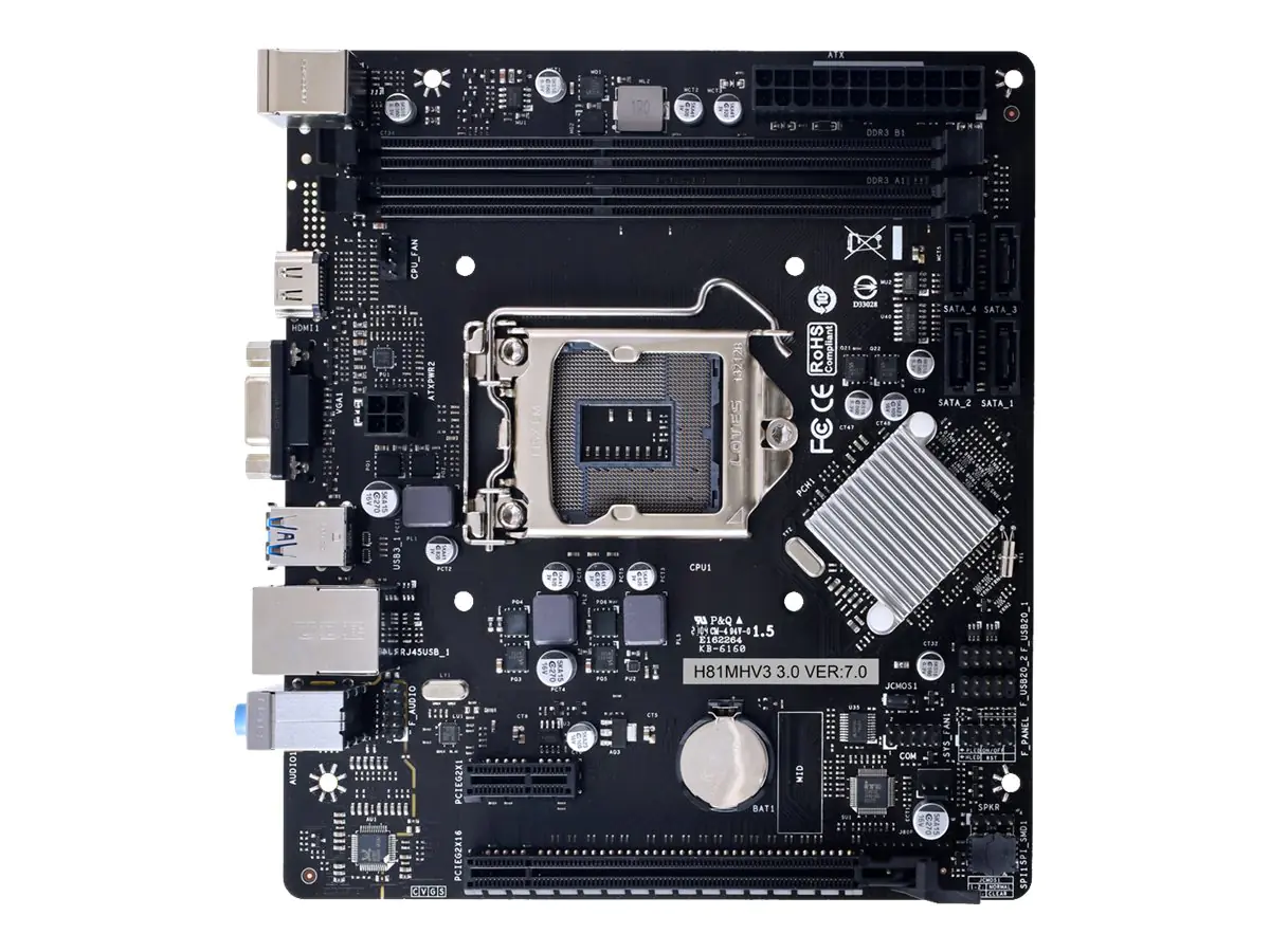 Biostar H81MHV3 3.0 - Motherboard - micro ATX - LGA1150-Sockel - H81 Chipsatz - USB 3.2 Gen 1 - Gigabit LAN - Onboard-Grafik (CPU erforderlich)