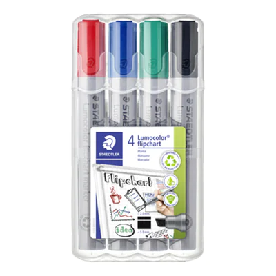 STAEDTLER Flipchartmarker Lumocolor 356 B WP4 2-5mm sort. 4 St./Pack. STAEDTLER Flipchartmarker Lumocolor 356 B WP4 2-5mm sort. 4 St./Pack.