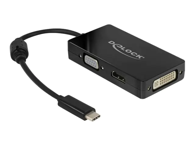 DeLOCK - Externer Videoadapter - USB-C - DVI, HDMI, VGA - Schwarz DeLOCK - Externer Videoadapter - USB-C - DVI, HDMI, VGA - Schwarz