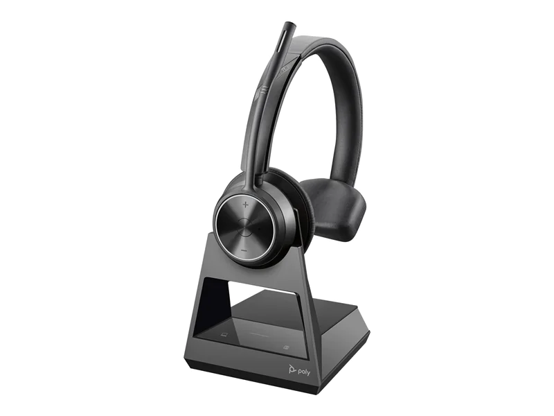 Poly Savi 7310 - Savi 7300 series - Headset - On-Ear - DECT - kabellos - USB-A über DECT-Adapter - Schwarz - UC-zertifiziert, Zertifiziert für Microsoft Teams