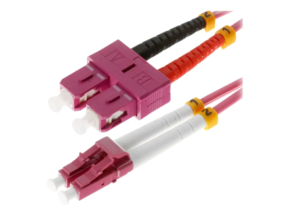 Helos - Patch-Kabel - LC Multi-Mode (M) bis SC multi-mode (M) - 1 m - Glasfaser - Duplex - 50/125 Mikrometer - OM4 - Erikaviolett