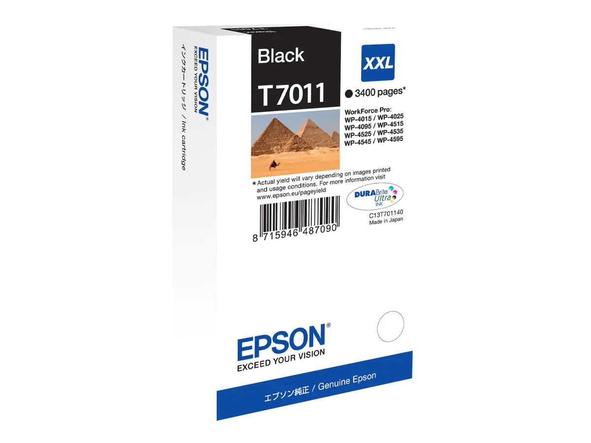 Epson T7011 - 63.2 ml - Größe XXL - Schwarz - original - Blisterverpackung - Tintenpatrone - für WorkForce Pro WP-4015 DN, WP-4095 DN, WP-4515 DN, WP-4525 DNF, WP-4595 DNF