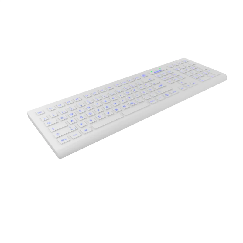 KeySonic KSK-8031INEL-Wh (DE) Hygienetastatur, Industrietastatur, USB, Beleuchtung, weiß, Volle Größe (100%), Kabelgebunden, USB, QWERTZ, Weiß 60798
