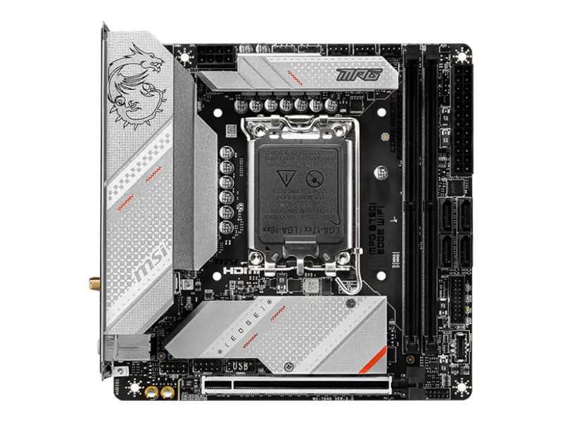 MSI MPG B760I EDGE WIFI - Motherboard - Mini-ITX - LGA1700 Sockel - B760 Chipsatz - USB 3.2 Gen 2, USB 3.2 Gen 1, USB-C 3.2 Gen2 - 2.5 Gigabit LAN, Wi-Fi 6E, Bluetooth - Onboard-Grafik (CPU erforderlich) MPG B760I EDGEWIFI