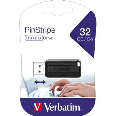 Verbatim PinStripe USB Drive - USB-Flash-Laufwerk - 32 GB - USB 2.0 - Schwarz Verbatim PinStripe USB Drive - USB-Flash-Laufwerk - 32 GB - USB 2.0 - Schwarz