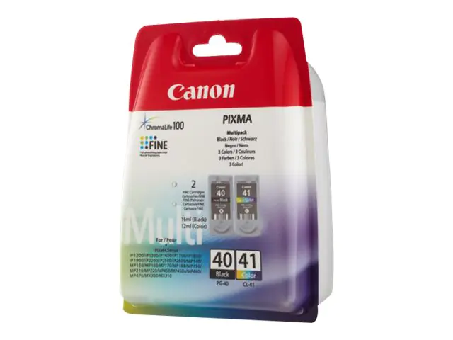 Canon PG-40 / CL-41 Multi Pack - 2er-Pack - Schwarz, Farbe (Cyan, Magenta, Gelb) - Original - Tintenbehälter - für FAX JX210; PIXMA iP1800, iP1900, iP2600, MP140, MP190, MP210, MP220, MP470, MX300, MX310