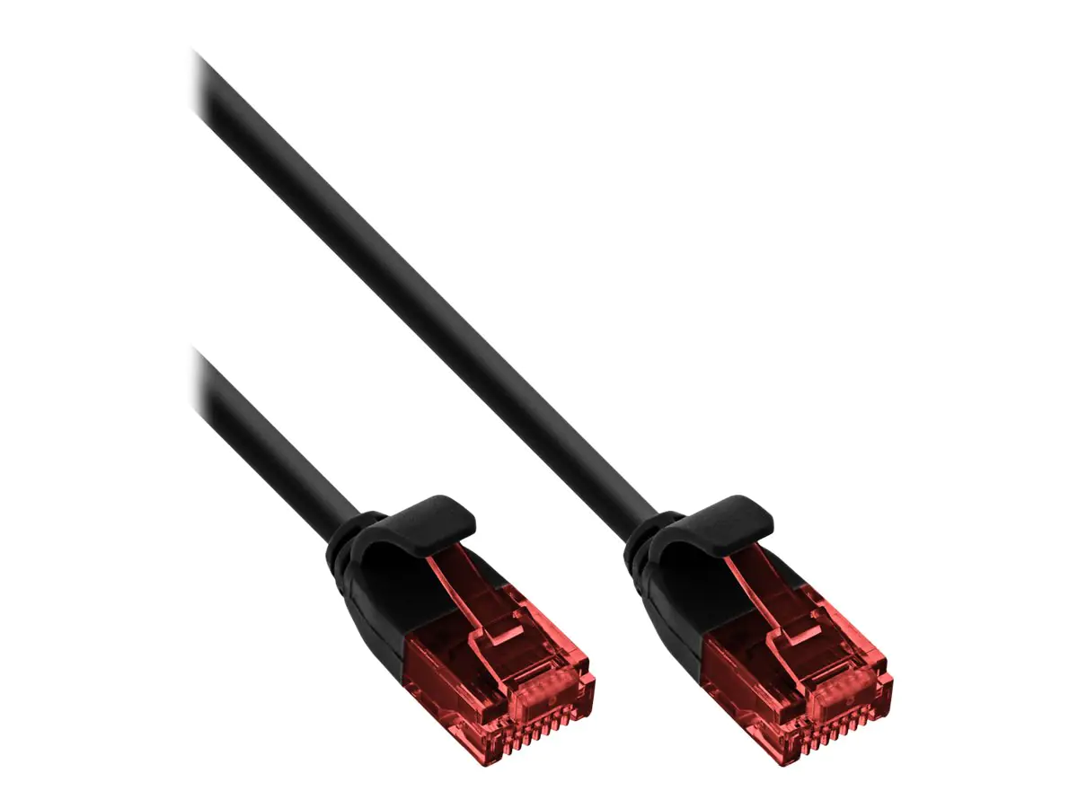 InLine Slim - Patch-Kabel - RJ-45 (M) bis RJ-45 (M) - 50 cm - UTP - CAT 6 - geformt, rund, ohne Haken - Schwarz InLine Slim - Patch-Kabel - RJ-45 (M) bis RJ-45 (M) - 50 cm - UTP - CAT 6 - geformt, rund, ohne Haken - Schwarz