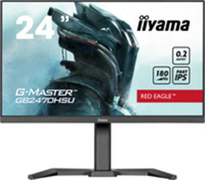 Iiyama G-MASTER Red Eagle GB2470HSU-B6 - LED-Monitor - Gaming - 61 cm (24") (23.8" sichtbar) - 1920 x 1080 Full HD (1080p) @ 180 Hz - Fast IPS - 300 cd/m² - 1000:1 - 0.2 ms - HDMI, DisplayPort - Lautsprecher - Schwarz, Matte Iiyama G-MASTER Red Eagle GB2470HSU-B6 - LED-Monitor - Gaming - 61 cm (24") (23.8" sichtbar) - 1920 x 1080 Full HD (1080p) @ 180 Hz - Fast IPS - 300 cd/m² - 1000:1 - 0.2 ms - HDMI, DisplayPort - Lautsprecher - Schwarz, Matte