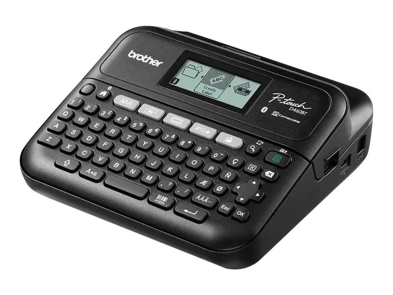 Brother P-Touch PT-D460BTVP - Beschriftungsgerät - s/w - Thermotransfer - 18 mm Breite - 180 dpi - bis zu 30 mm/Sek. - USB, Bluetooth 5.0 - Cutter - 5-zeiliger Druck, Spiegelschrift, Vertikaler Druck, Mehrfachausdruck - Schwarz