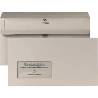 POSTHORN Briefumschlag Kompakt mit Fenster 80g/m² mit Selbstklebung Recyclingpapier grau 1.000 St./Pack. POSTHORN Briefumschlag Kompakt mit Fenster 80g/m² mit Selbstklebung Recyclingpapier grau 1.000 St./Pack.