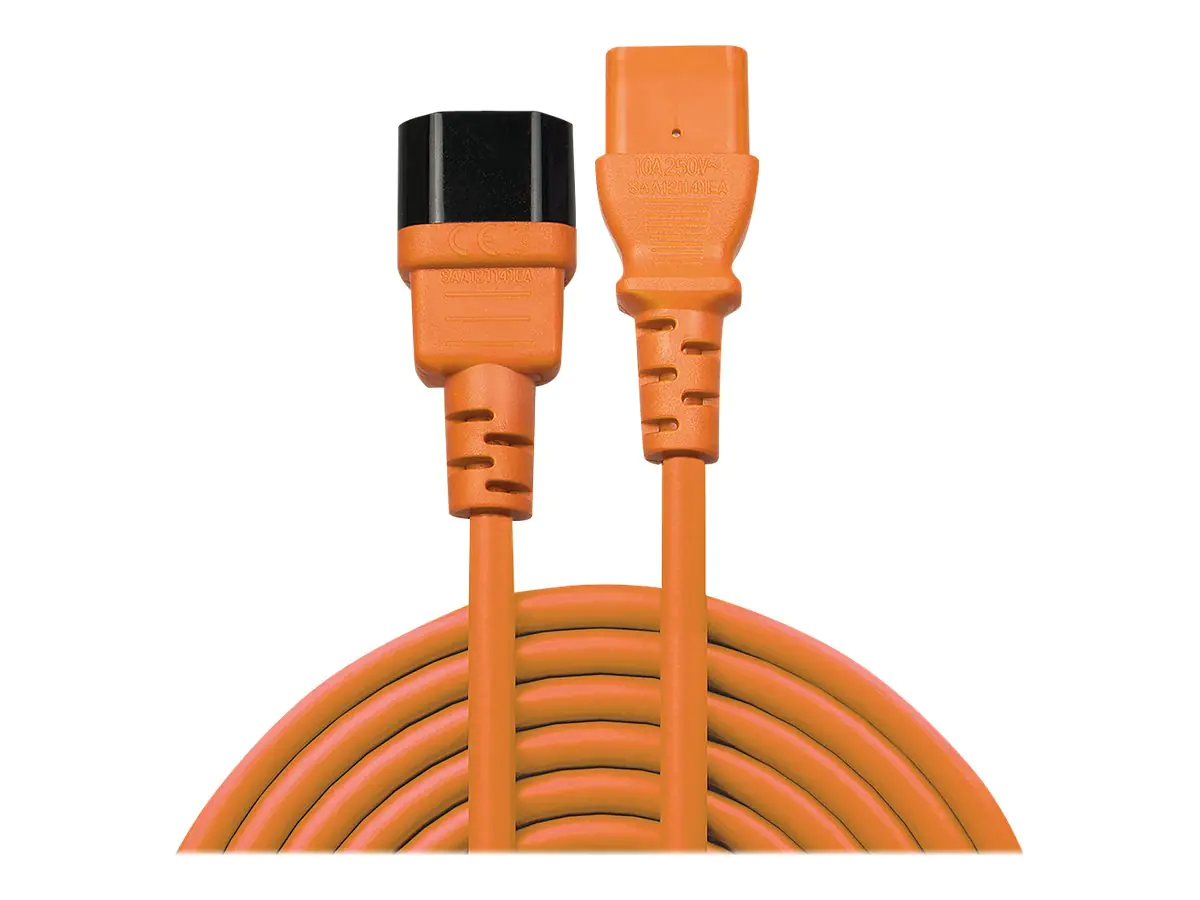 Lindy - Spannungsversorgungs-Verlängerungskabel - IEC 60320 C13 bis IEC 60320 C14 - 1 m - geformt - orange