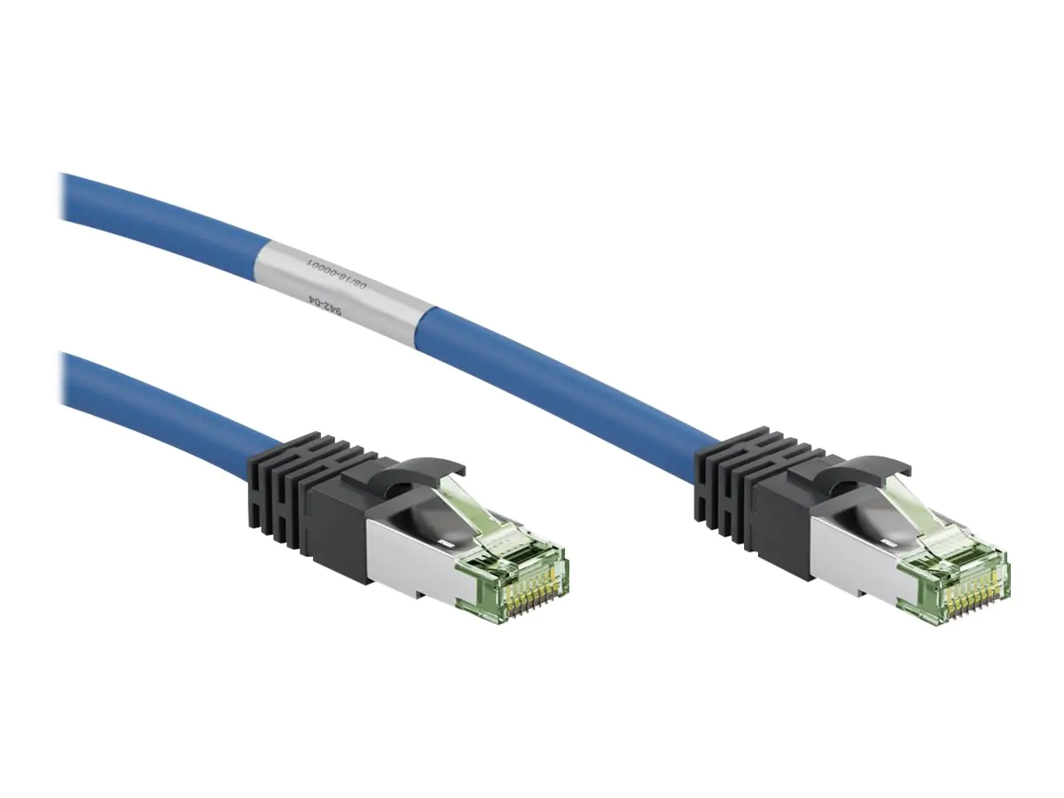 goobay - Patch-Kabel - RJ-45 (M) zu RJ-45 (M) - 25 cm - SFTP, PiMF - CAT 8.1 - halogenfrei, ohne Haken, verseilt - Blau