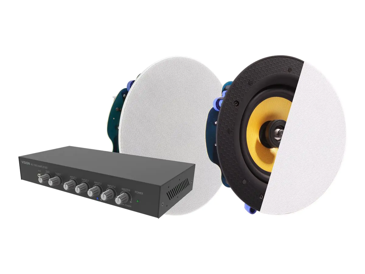 Vision AV-1900+CS-1900 - Lautsprecher - für PA-System - Bluetooth - 60 Watt - zweiweg - Schwarz, weiß (Grill Farbe - weiß)