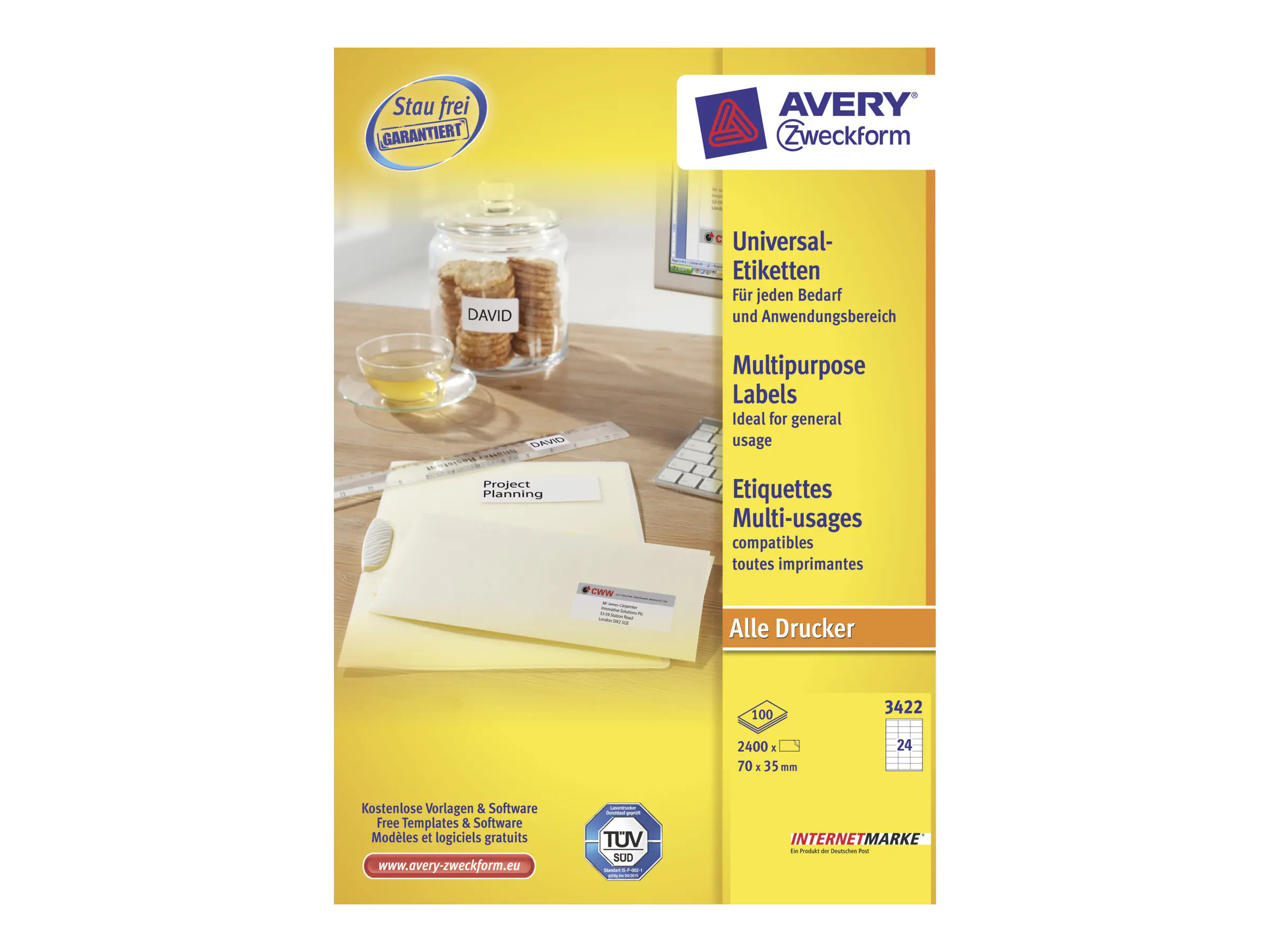 Avery Zweckform Avery - Weiß - 70 x 35 mm 2400 Etikett(en) (100 3422