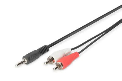ASSMANN - Audiokabel - mini-phone stereo 3.5 mm männlich zu RCA x 2 männlich - 1.5 m - abgeschirmt - Schwarz - geformt