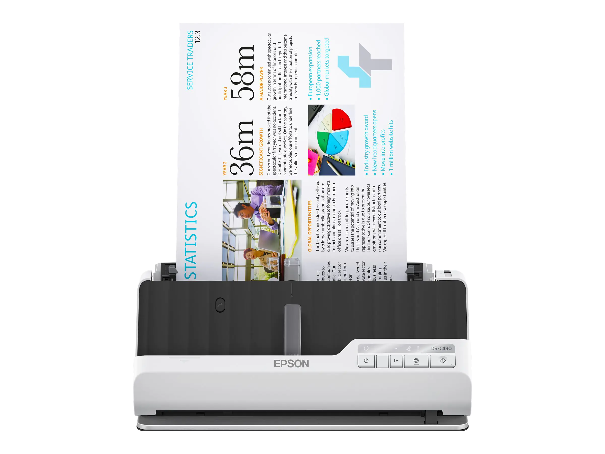 Epson DS-C490 - Einzelblatt-Scanner - Duplex - A4/Legal - 600 dpi x 600 dpi - automatischer Dokumenteneinzug (20 Seiten) - USB 2.0