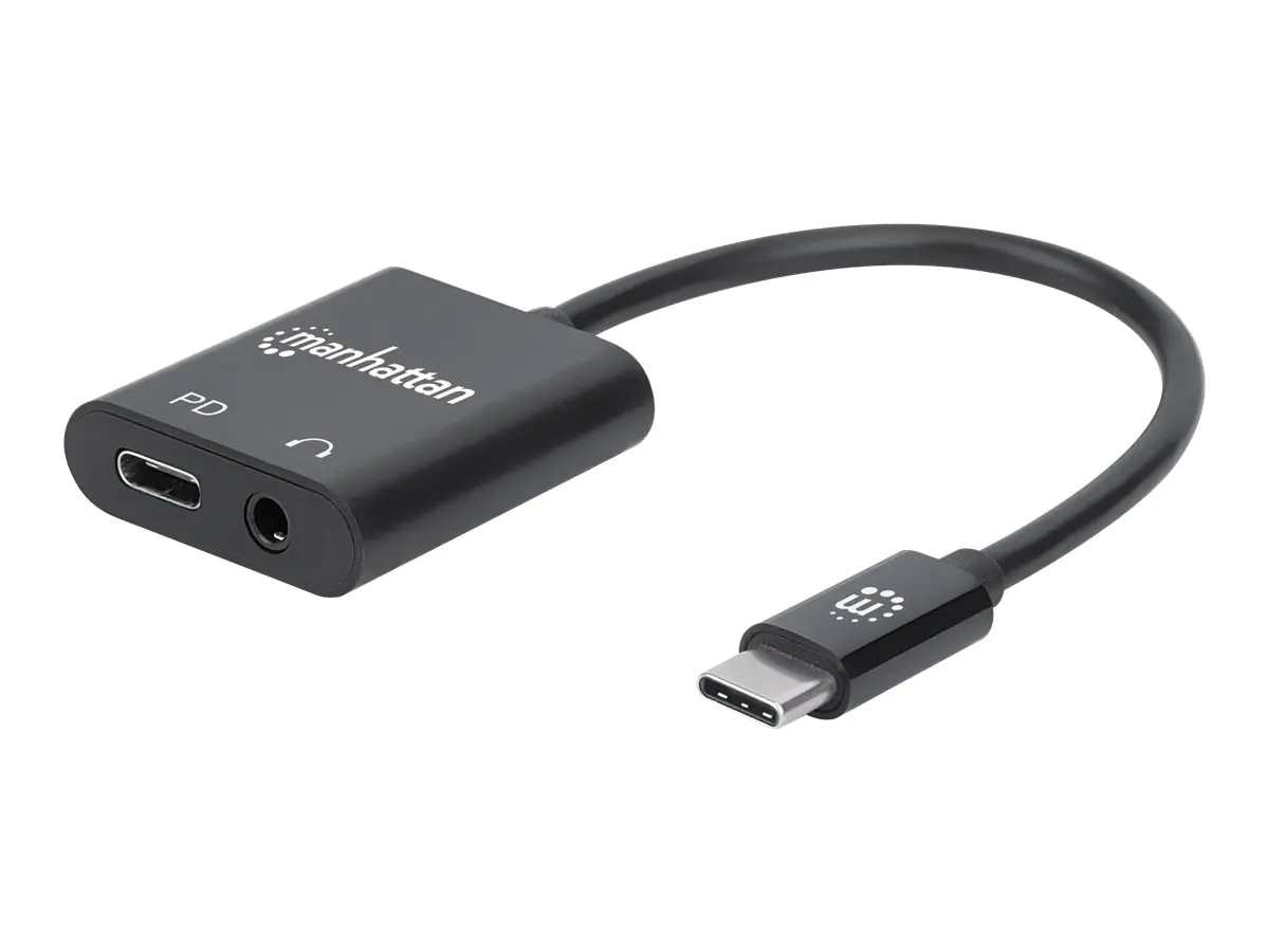 Manhattan USB-C to USB-C Audio Adapter and USB-C (inc Power Delivery) (Clearance Pricing), Black, 480 Mbps (USB 2.0), Cable 11cm, With Power Delivery to USB-C Port (60W), Three Year Warranty, Retail Box - USB-Adapter - 24 pin USB-C (M) zu 24 pin USB-C (W) Manhattan USB-C to USB-C Audio Adapter and USB-C (inc Power Delivery) (Clearance Pricing), Black, 480 Mbps (USB 2.0), Cable 11cm, With Power Delivery to USB-C Port (60W), Three Year Warranty, Retail Box - USB-Adapter - 24 pin USB-C (M) zu 24 pin USB-C (W)