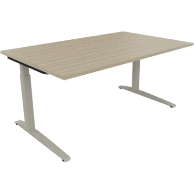 Schreibtisch Kufe Einzels. Quadrat B1600xT1000xH650-850 si/Eiche Natur Schreibtisch Kufe Einzels. Quadrat B1600xT1000xH650-850 si/Eiche Natur