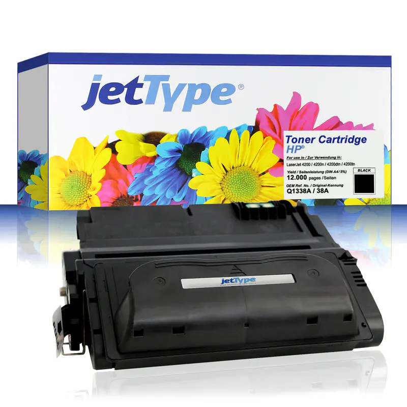 jetType Toner kompatibel zu HP Q1338A 38A schwarz 24.000 Seiten Große Füllmenge 1 Stück
