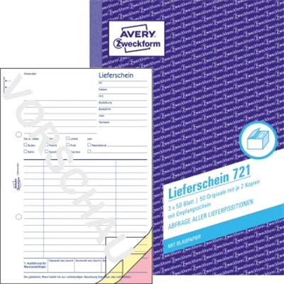 Avery Zweckform Lieferschein 721 DIN A5 3x50Blatt Avery Zweckform Lieferschein 721 DIN A5 3x50Blatt