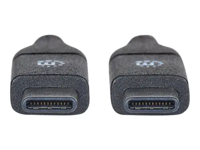 Manhattan USB-C to USB-C Cable, 50cm, Male to Male, Black, 10 Gbps (USB 3.2 Gen2 aka USB 3.1), 3A (fast charging), SuperSpeed+ USB, Lifetime Warranty, Polybag - USB-Kabel - 24 pin USB-C (M) zu 24 pin USB-C (M) - USB 3.1 Gen 2 - 3 A - 50 cm - Schwarz