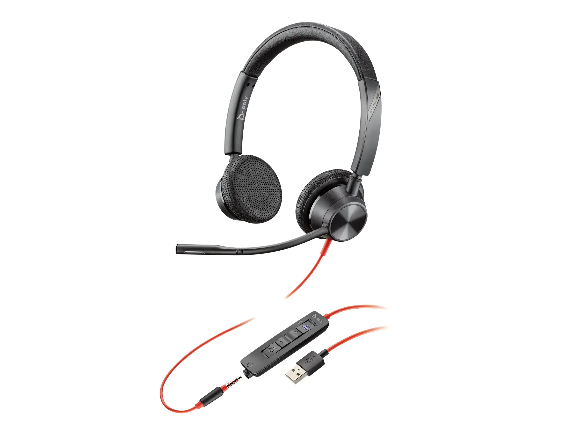 Poly Blackwire 3325 - 3300 Series - Headset - On-Ear - kabelgebunden - USB, 3,5 mm Stecker Poly Blackwire 3325 - 3300 Series - Headset - On-Ear - kabelgebunden - USB, 3,5 mm Stecker