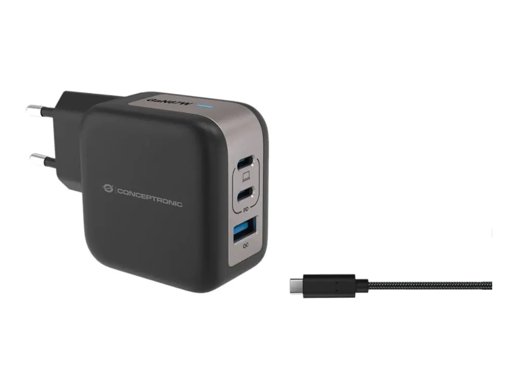 Conceptronic Ladegerät 3Port 67W 2xUSB-C 1xUSB-A+3-in-1 sw