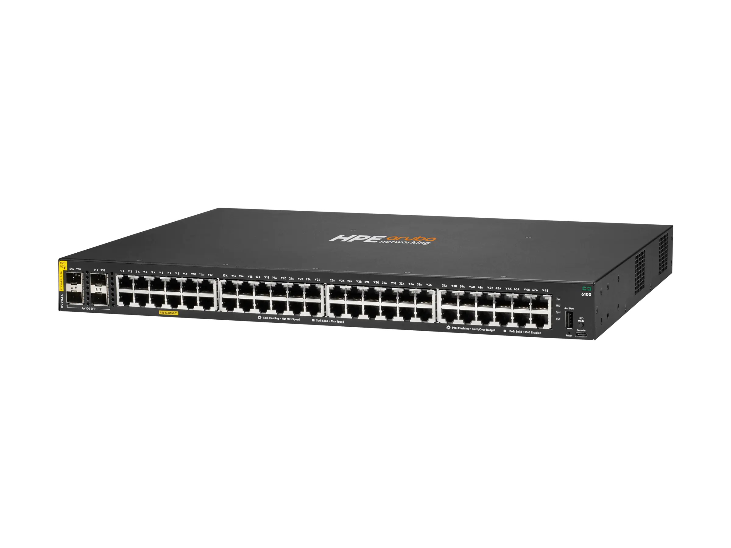 HPE Aruba Networking CX 6100 48G Class4 PoE 4SFP+ 740W Switch - Switch - L3 - managed - 48 x 10/100/
