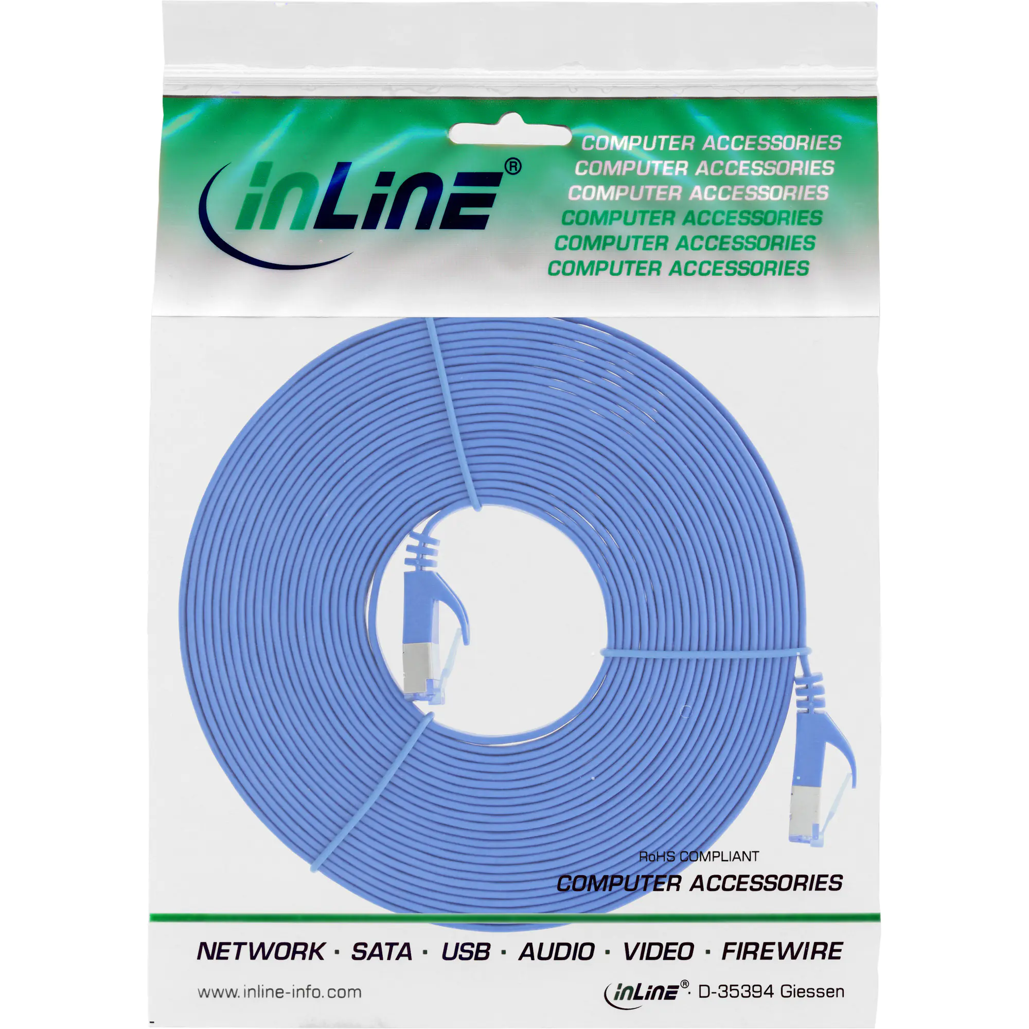 InLine Patchkabel flach - U/FTP - Cat.6A - blau - 5 m 71805B