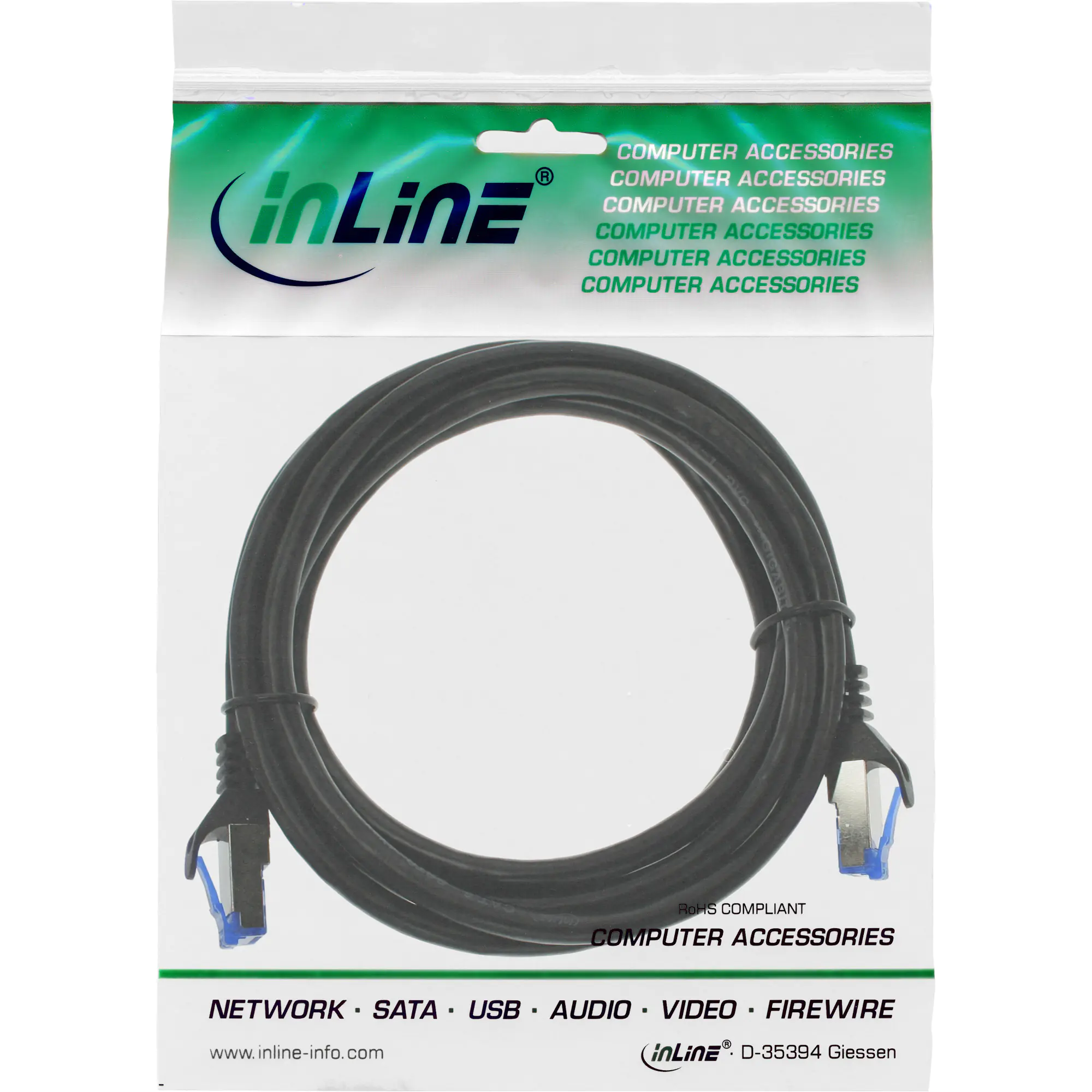 InLine Patchkabel - Cat.6A - S/FTP - PE outdoor - schwarz - 3m 72803S