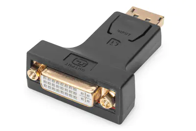 DIGITUS - Videoadapter - DisplayPort (M) zu DVI-I (W) - geformt, Druckknopf, unterstützt 2560 x 1600 (WQXGA) - Schwarz