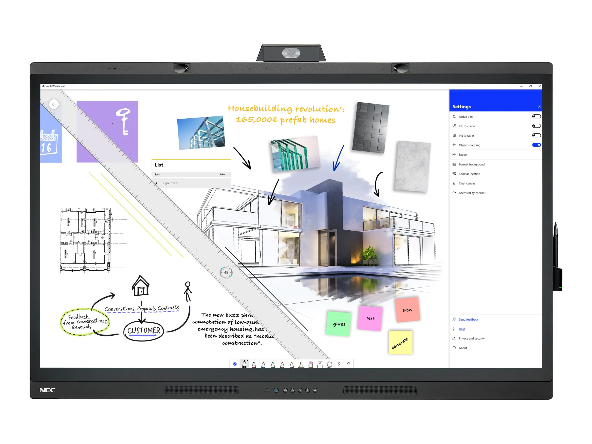 NEC MultiSync WD551 - 138.78 cm (55") Diagonalklasse LCD-Display mit LED-Hintergrundbeleuchtung - Digital Signage - mit Touchscreen, 3.840 Pixel Kamera und Mikrofon - 4K UHD (2160p) 3840 x 2160 - Direct LED