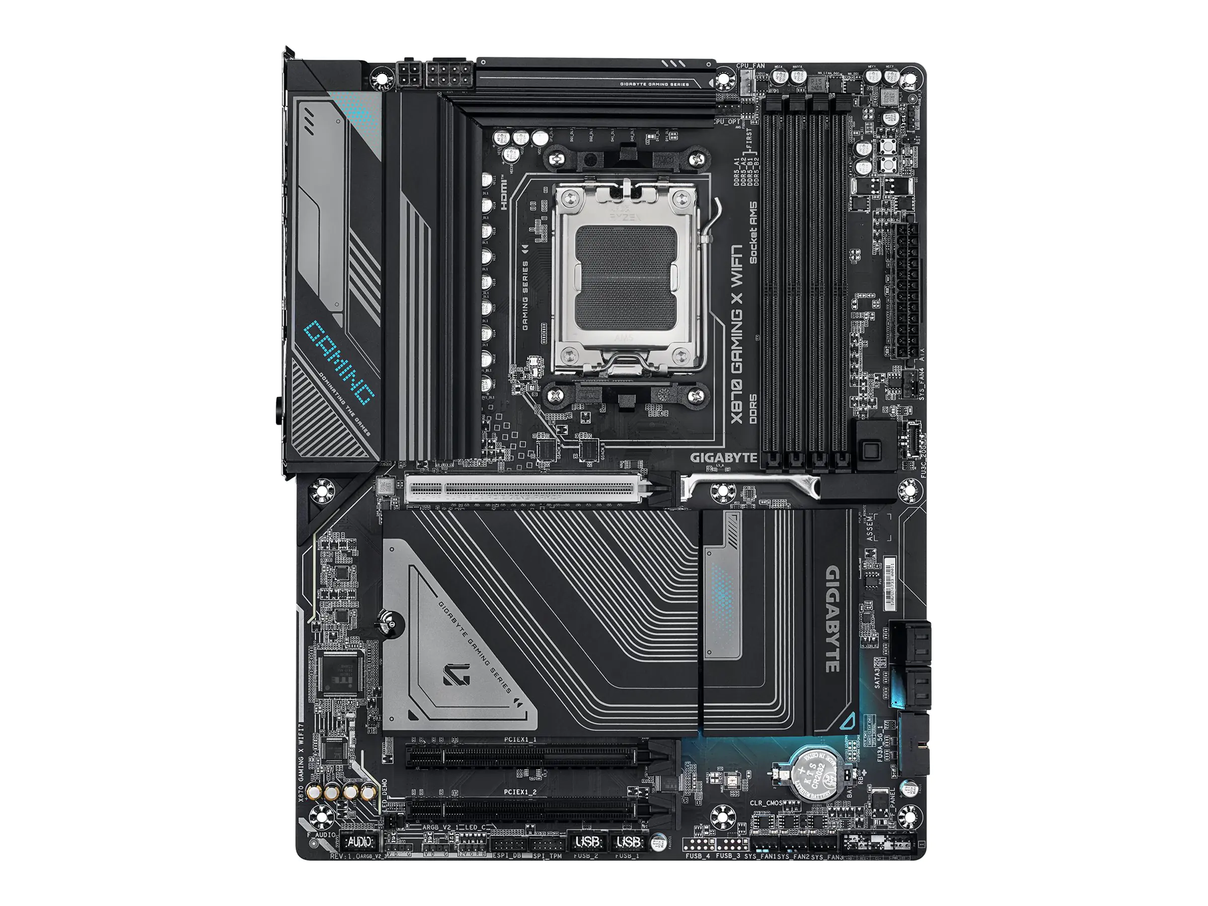 Gigabyte X870 GAMING X WIFI7 - Motherboard - ATX - Socket AM5 - AMD X870 Chipsatz - USB-C 3.2 Gen 2x2, USB4, USB 3.2 Gen 1, USB 3.2 Gen 2 - 2.5 Gigabit LAN, Bluetooth, Wi-Fi 7 - Onboard-Grafik (CPU erforderlich)