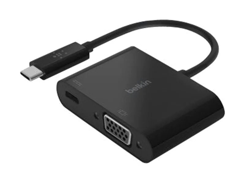 Belkin USB-C to VGA + Charge Adapter - Videoadapter - 24 pin USB-C männlich zu HD-15 (VGA), USB-C (nur Spannung) weiblich - Schwarz - 1080p-Unterstützung, USB Power Delivery (60W) Belkin USB-C to VGA + Charge Adapter - Videoadapter - 24 pin USB-C männlich zu HD-15 (VGA), USB-C (nur Spannung) weiblich - Schwarz - 1080p-Unterstützung, USB Power Delivery (60W)