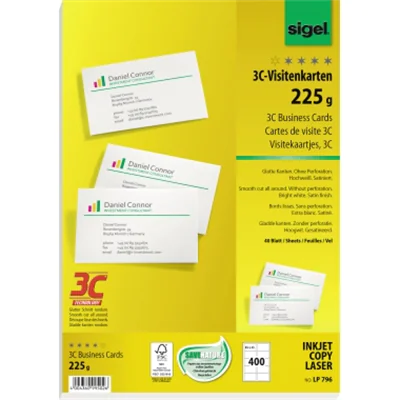 SIGEL Visitenkarte 3C LP796 85x55mm 225g weiß 400 St./Pack. SIGEL Visitenkarte 3C LP796 85x55mm 225g weiß 400 St./Pack.
