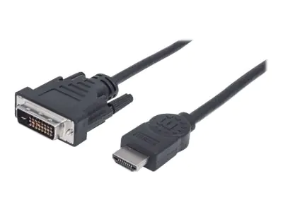 Manhattan HDMI to DVI-D 24+1 Cable, 1.8m, Male to Male, Black, Equivalent to Startech HDMIDVIMM6, Dual Link, Compatible with DVD-D, Lifetime Warranty, Polybag - Adapterkabel - Dual Link - HDMI männlich zu DVI-D männlich - 1.8 m - abgeschirmt - Schwarz - g Manhattan HDMI to DVI-D 24+1 Cable, 1.8m, Male to Male, Black, Equivalent to Startech HDMIDVIMM6, Dual Link, Compatible with DVD-D, Lifetime Warranty, Polybag - Adapterkabel - Dual Link - HDMI männlich zu DVI-D männlich - 1.8 m - abgeschirmt - Schwarz - g