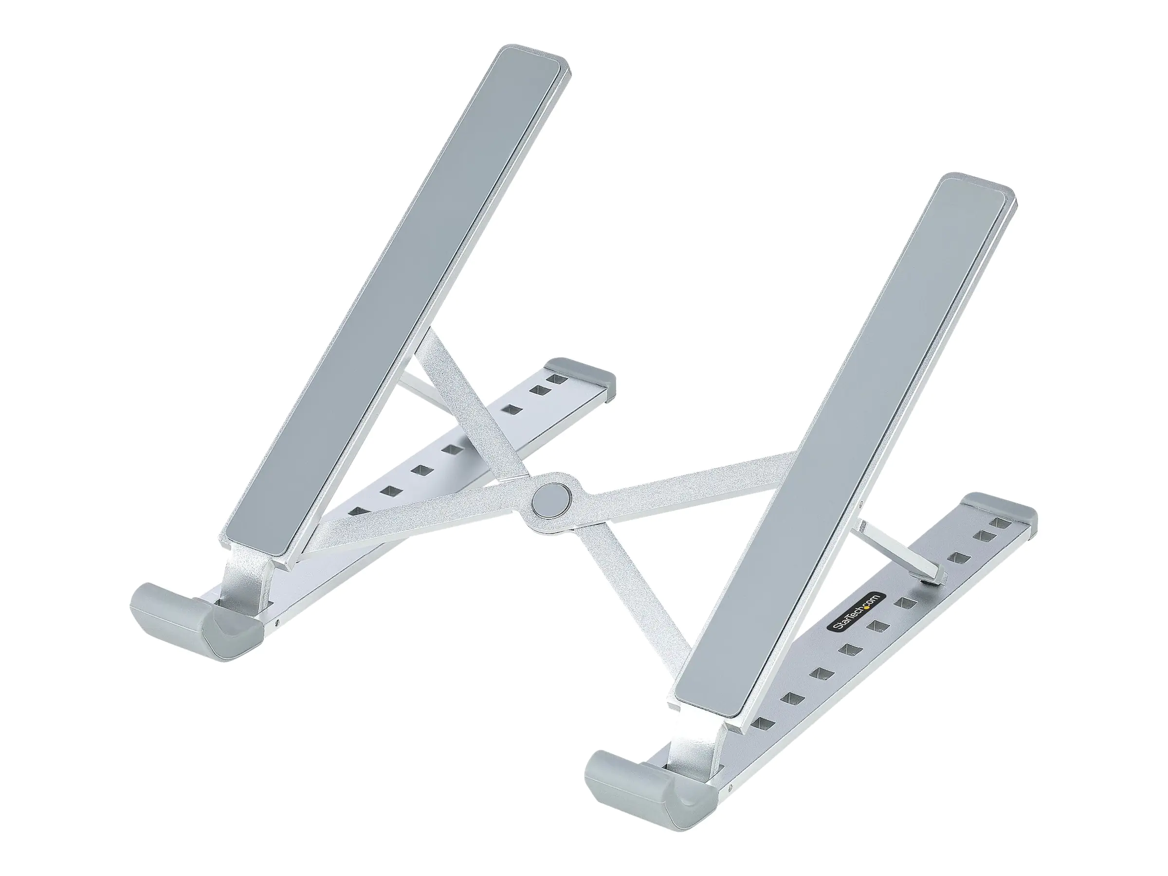 StarTech Foldable Laptop Riser Stand, Portable Height Adjustable Ergonomic Laptop Stand, Ventilated Aluminum Frame Supports 22lb (10Kg), Tilt/Raised/Angled Laptop/Tablet Stand, Collapsible Design - Notebook-Ständer - Desktop - 39.6 cm - bis zu 15,6" - Sil